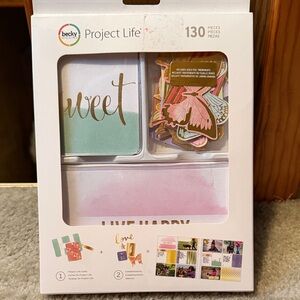 Project Life scrapbook cards with gold foil butterflies